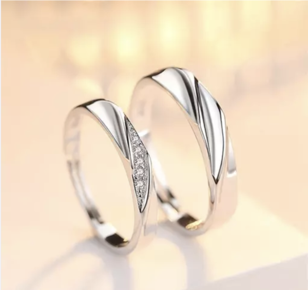 Rainbow Special Silver Plated King and Queen Adjustable (Free Size) Couples Ring Cubic Zirconia Valentine Gifts Love Stylish Combo Couple Ring Heart lover combo finger rings for Couples Girls Silver-plated Ring Set